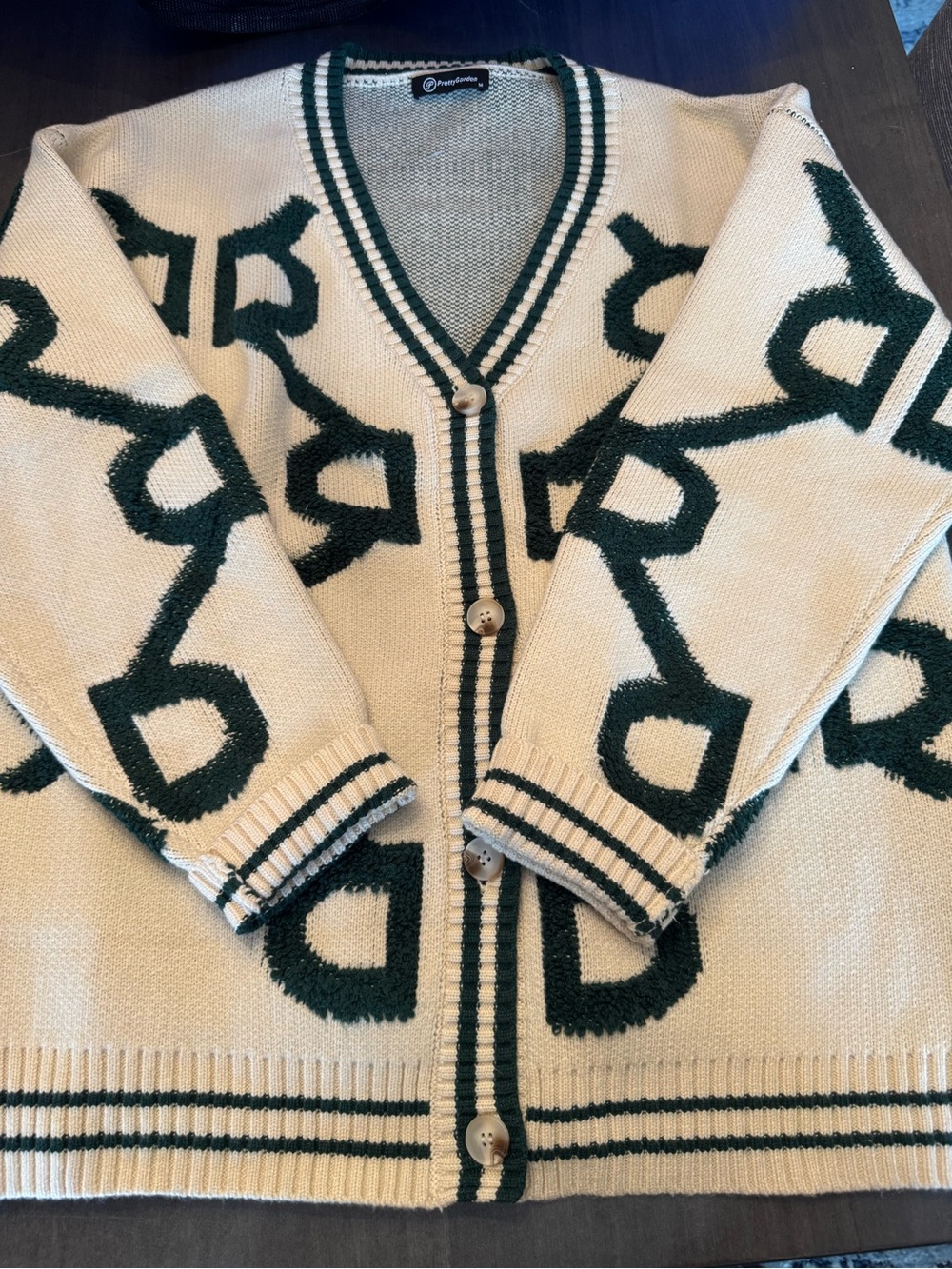 PrettyGarden Chain Link Embroidered Cardigan